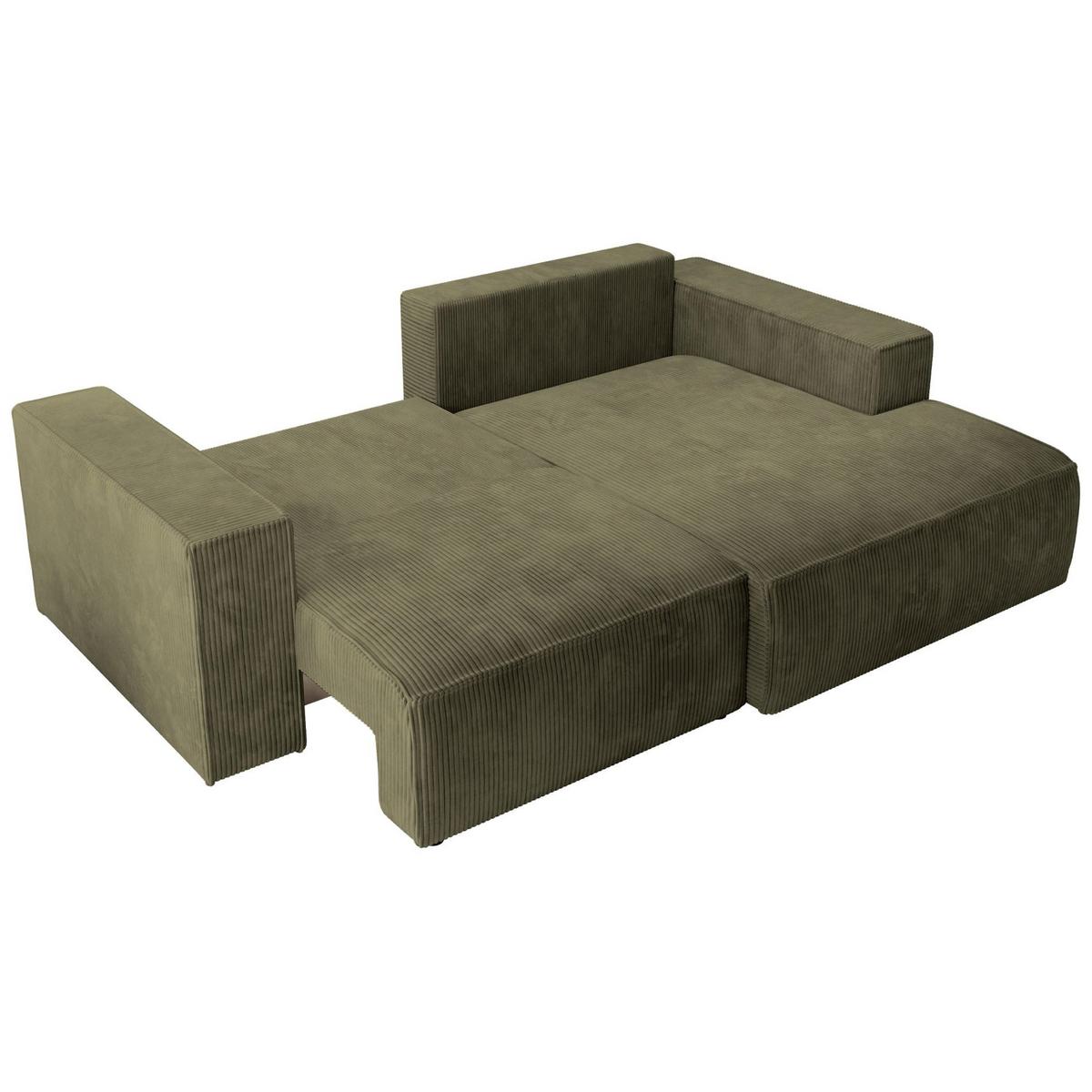 ECKSOFA Farese Mini mit Cordbezug Olivgrün, rechts - Schwarz/Olivgrün, Textil (167/240cm) - Selsey