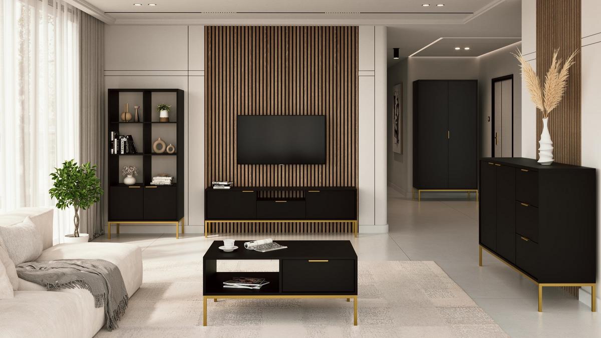BÜCHERREGAL Seattle Schwarz - Goldfarben/Schwarz, Holzwerkstoff (80/171.3/40cm) - Petits-meubles