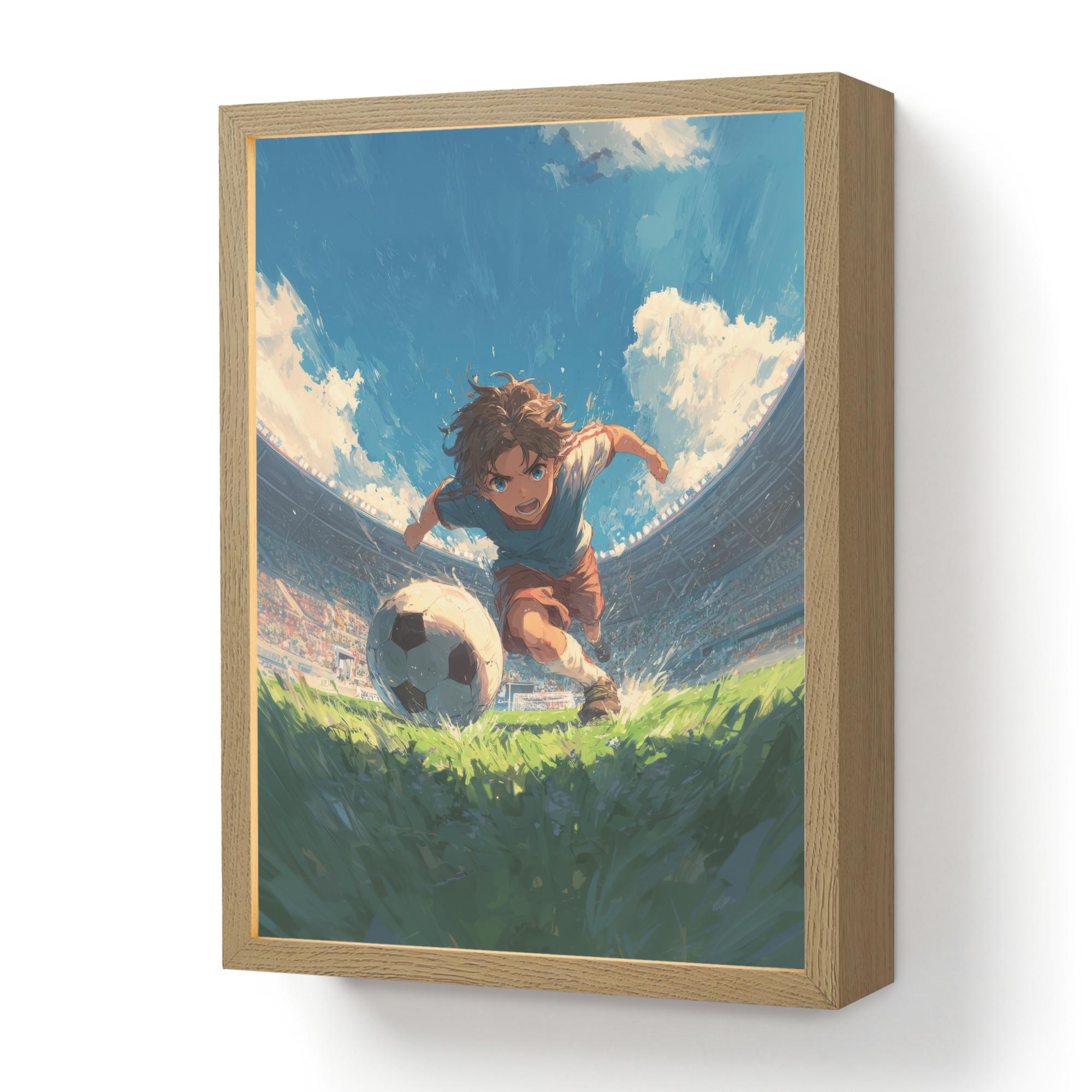 WANDLEUCHTE MIT AKKU Stadion - Fußballer - Ball 30x40 cm - Blau, Holzwerkstoff (30/40/8cm) - OnlyWow