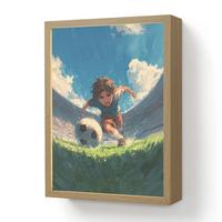 WANDLEUCHTE MIT AKKU Stadion - Fußballer - Ball 30x40 cm - Blau, Holzwerkstoff (30/40/8cm) - OnlyWow