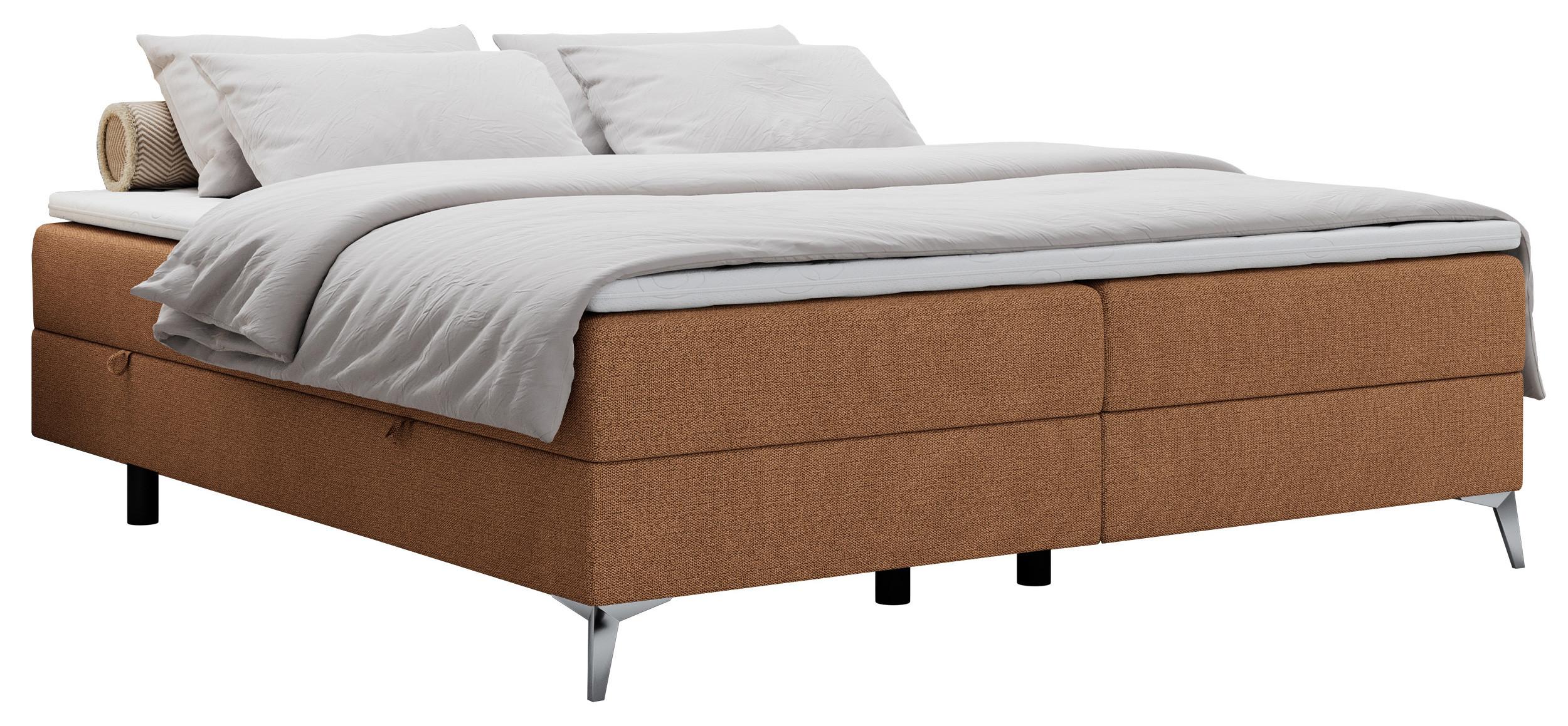 BOXBETT LESS 200/200 Orange Struktur - H3 - Orange, Holz/Textil (200/200cm) - MKS