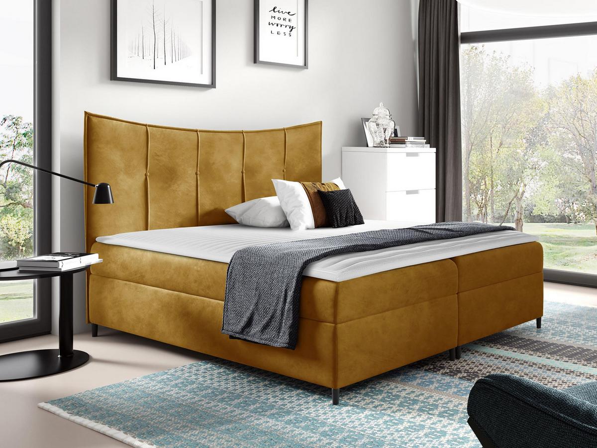 BOXBETT Bergamo - H3 - Gelb, Holz (160/200cm) - MIRJAN24