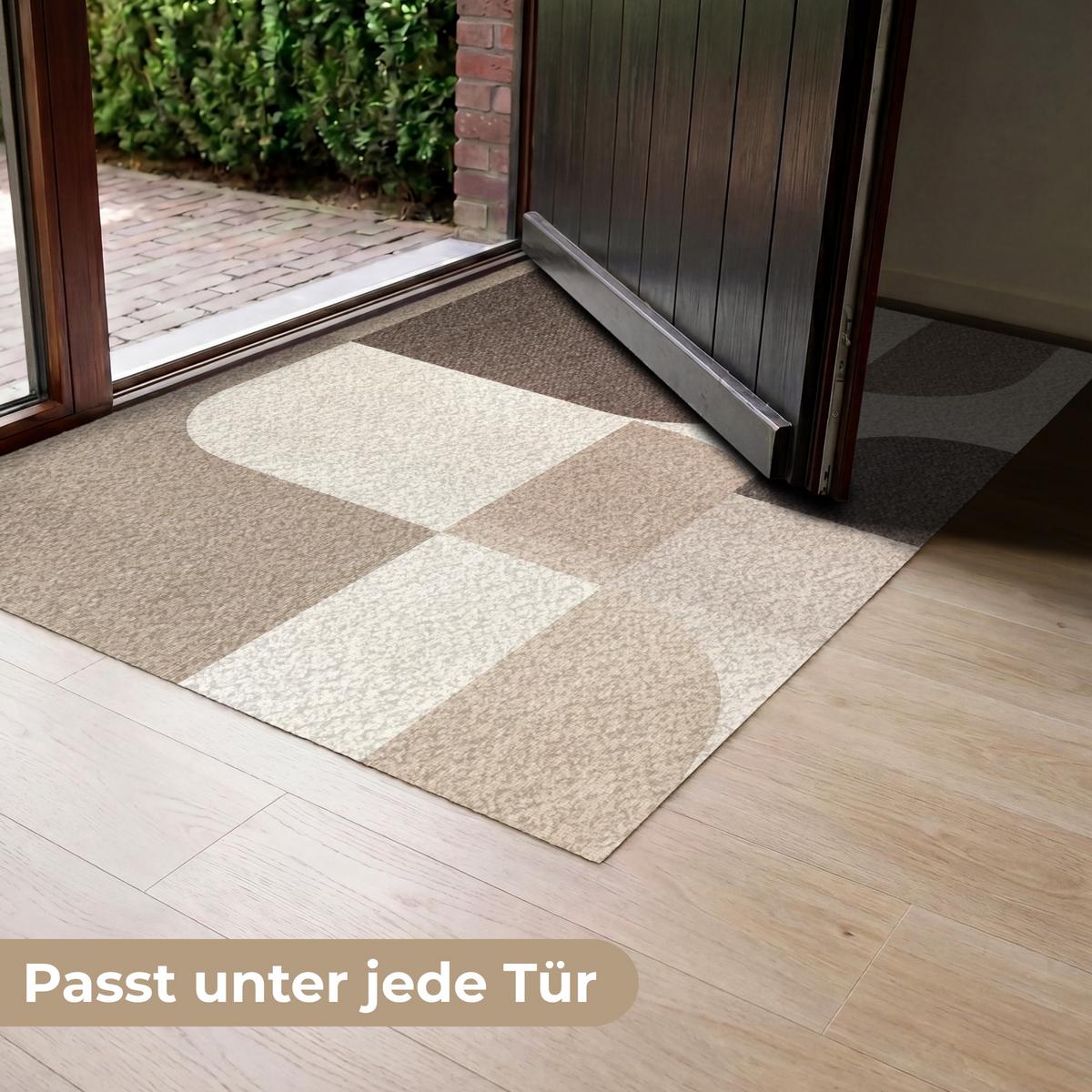 FUSSMATTE Geometrisch - Gewebte Struktur - Modern Fußabtreter 120x80 cm - Beige, Kunststoff (120/0.4cm) - MuchoWow