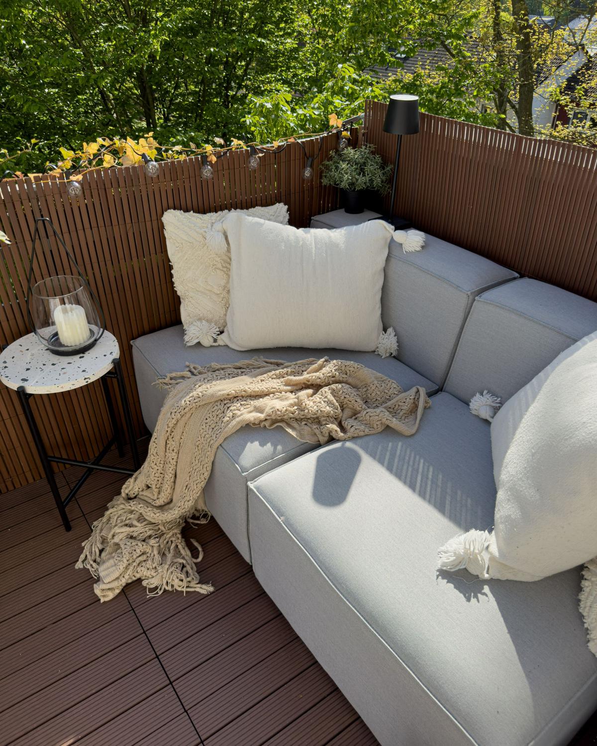 LOUNGE SET 4-Sitzer hellgrau modular Arezzo - Hellgrau, Textil - Beliani