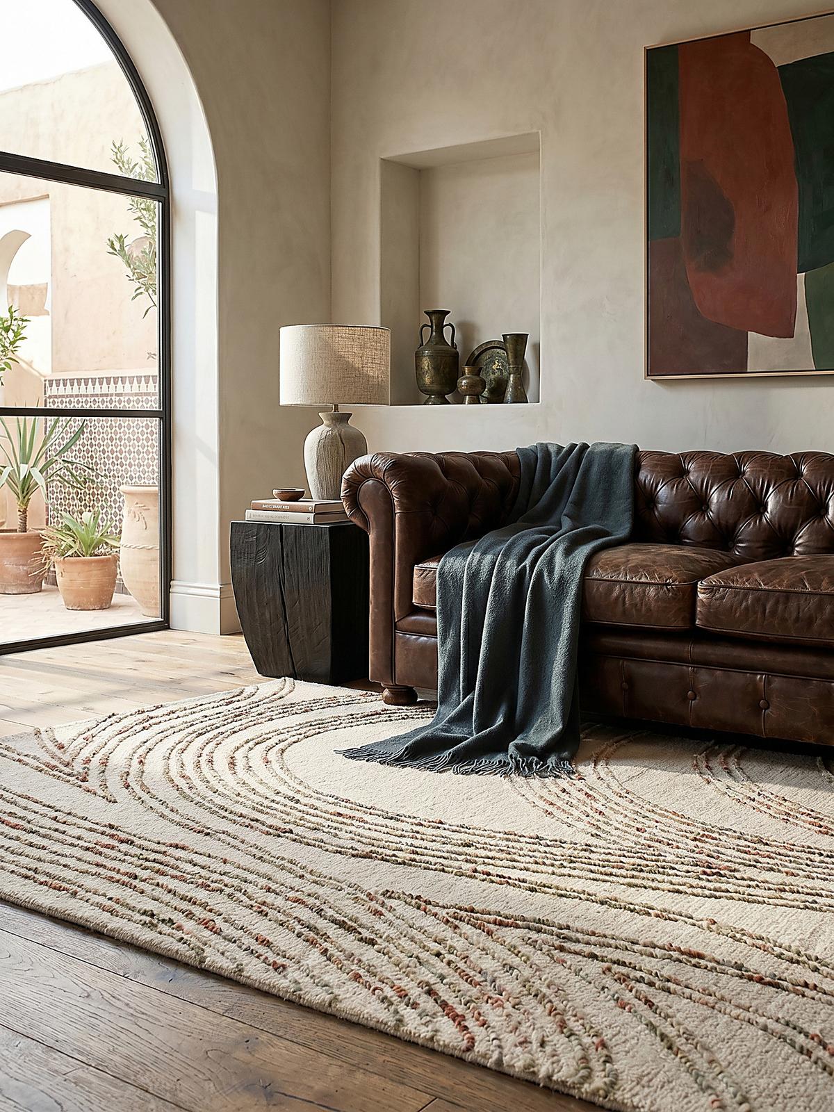 WOLLTEPPICH HUMBER, abstrakt, Natur-Orange, 120 x 170 cm - Naturfarben/Orange, Textil (170/120cm) - KADIMA DESIGN