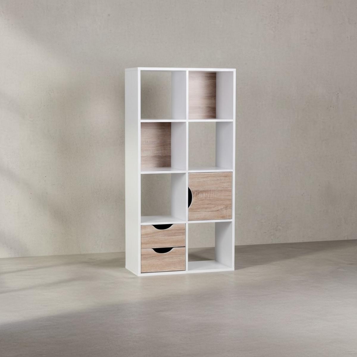 BÜCHERREGAL – Sonoma Eiche/Weiß, 8 Fächer, modern, Raumteiler-funktion - Weiß, Holz (60/120/29cm) - KADIMA DESIGN
