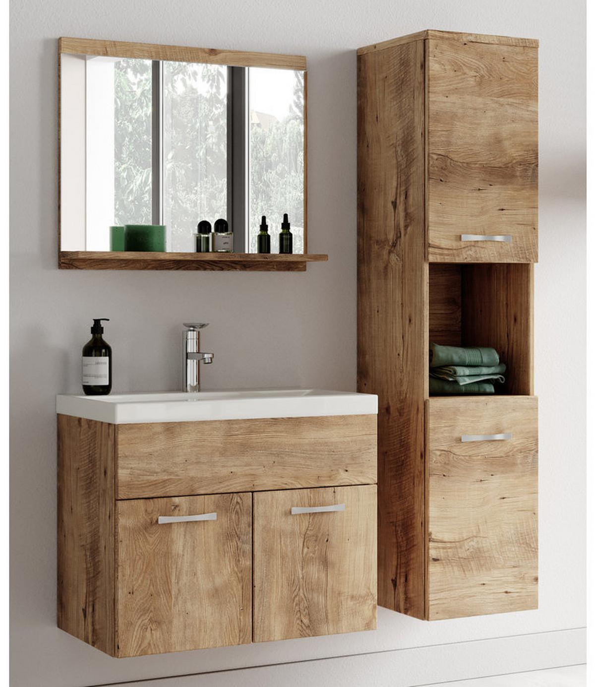BADMÖBEL-SET Montreal 2 Teile Kastanien Eiche - 60 x 35 x 51 cm - Kastanienfarben/Eichefarben, Holz (60/51/35cm) - Badplaats