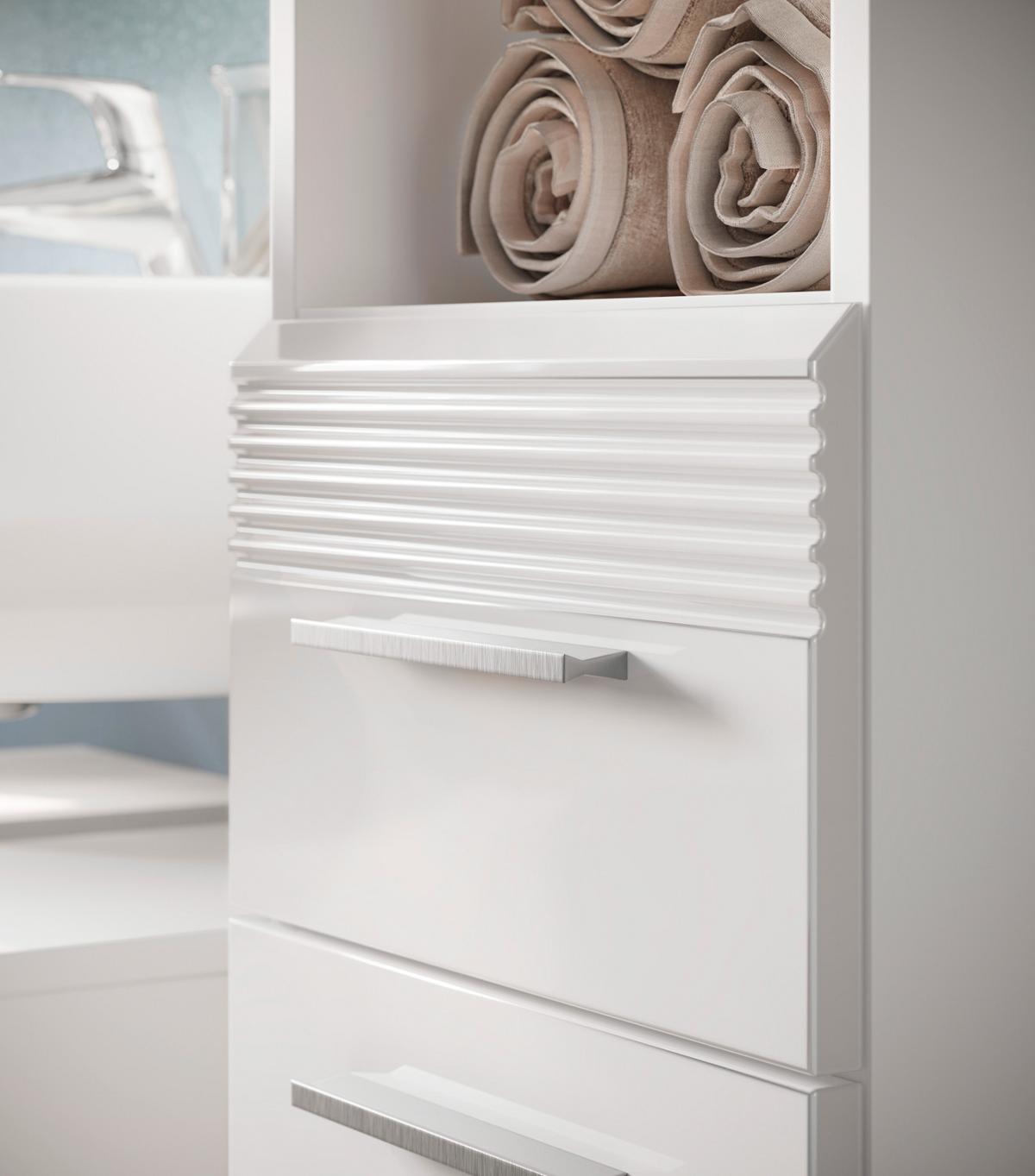 WASCHBECKENUNTERSCHRANK, weiß Hochglanz 60 cm, Unterschrank mit viel Stauraum - Weiß Hochglanz/Silberfarben, Holzwerkstoff/Kunststoff (60/56/34cm) - Inn.Furn
