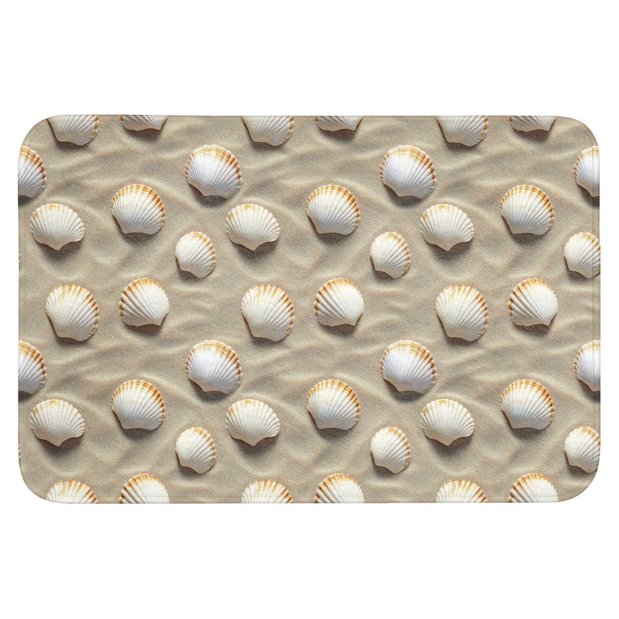 BADEMATTE Muscheln - Sand - Maritim Badvorleger 90x60 cm - Sandfarben, Textil (90/60cm) - OnlyWow