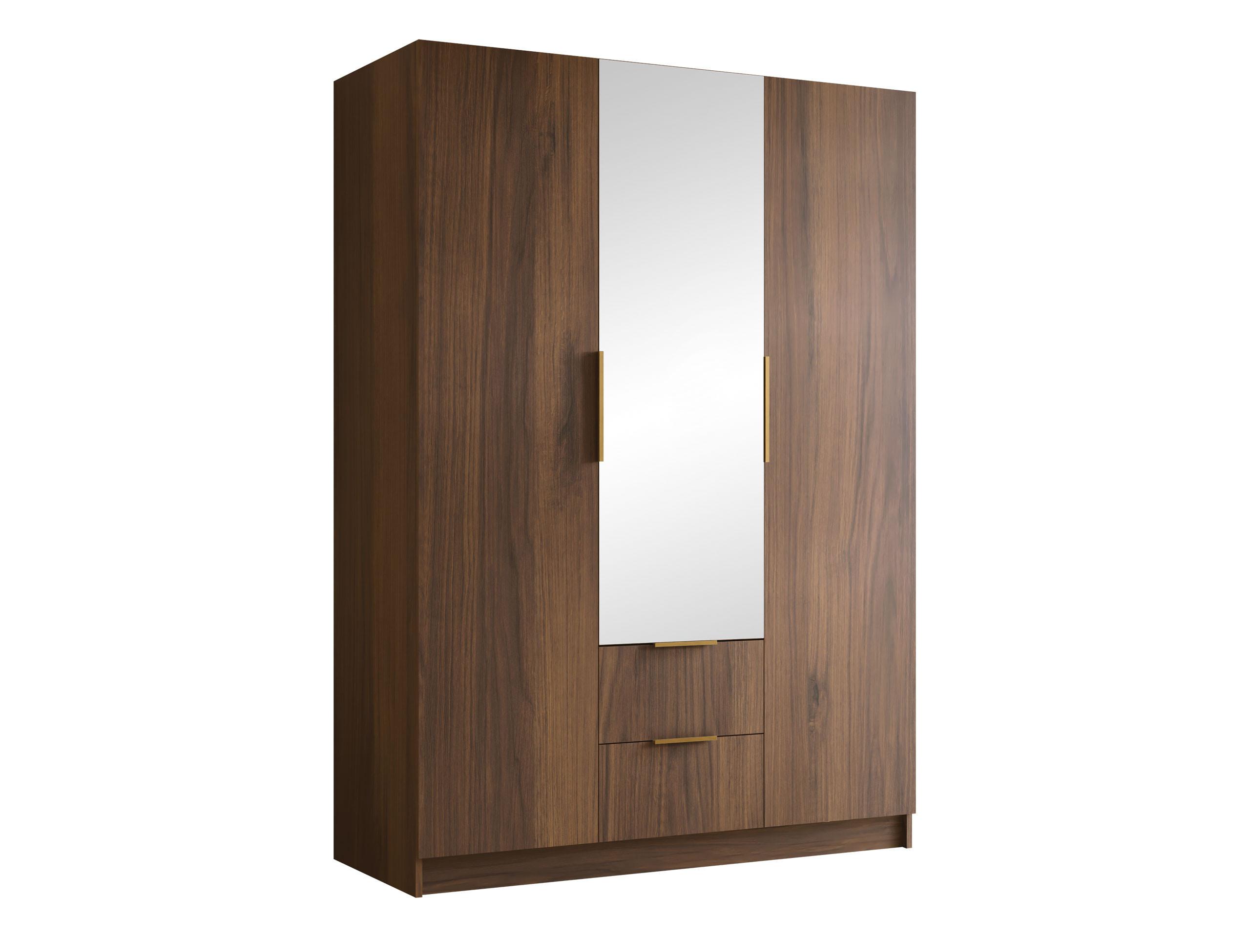 KLEIDERSCHRANK Calwi II - Goldfarben/Nussbaumfarben, Holzwerkstoff/Kunststoff (150/216/60cm) - MIRJAN24
