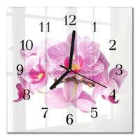 WANDUHR aus Glas 30x30 cm - Orchideen - Pink, Glas (30/30/0.4cm) - TULUP