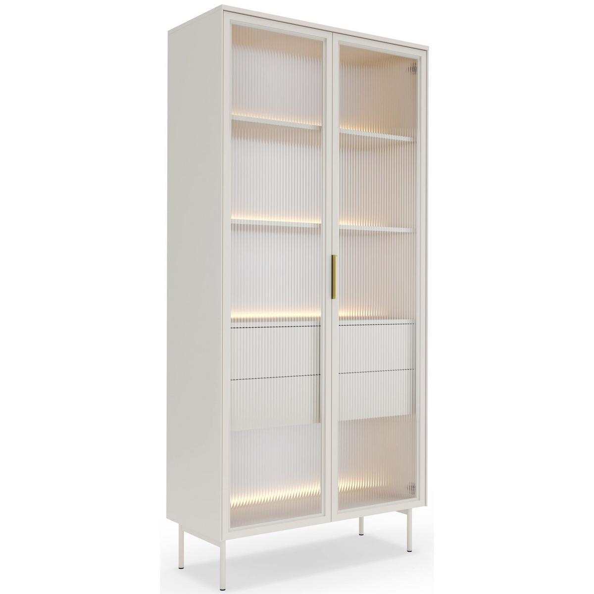 VITRINE Lumi mit LED Taupe 91 cm - Taupe/Goldfarben, Holzwerkstoff/Metall (91.5/194.6/39.3cm) - Selsey