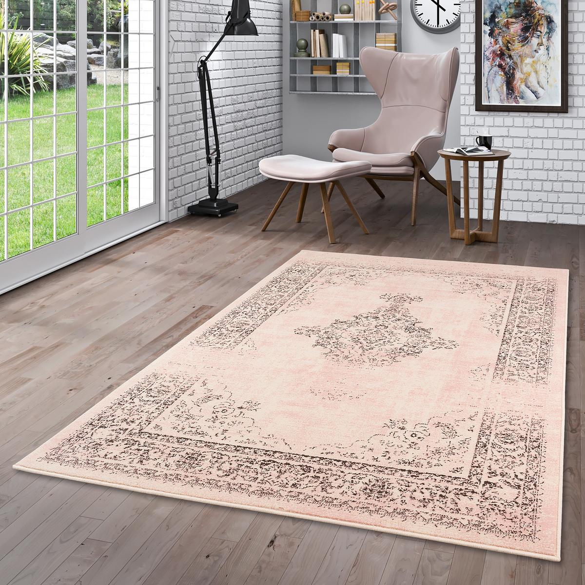 DESIGNER KURZFLOR TEPPICH MODERNE MUSTER - Hellrosa, Textil (140/200cm) - Pergamon