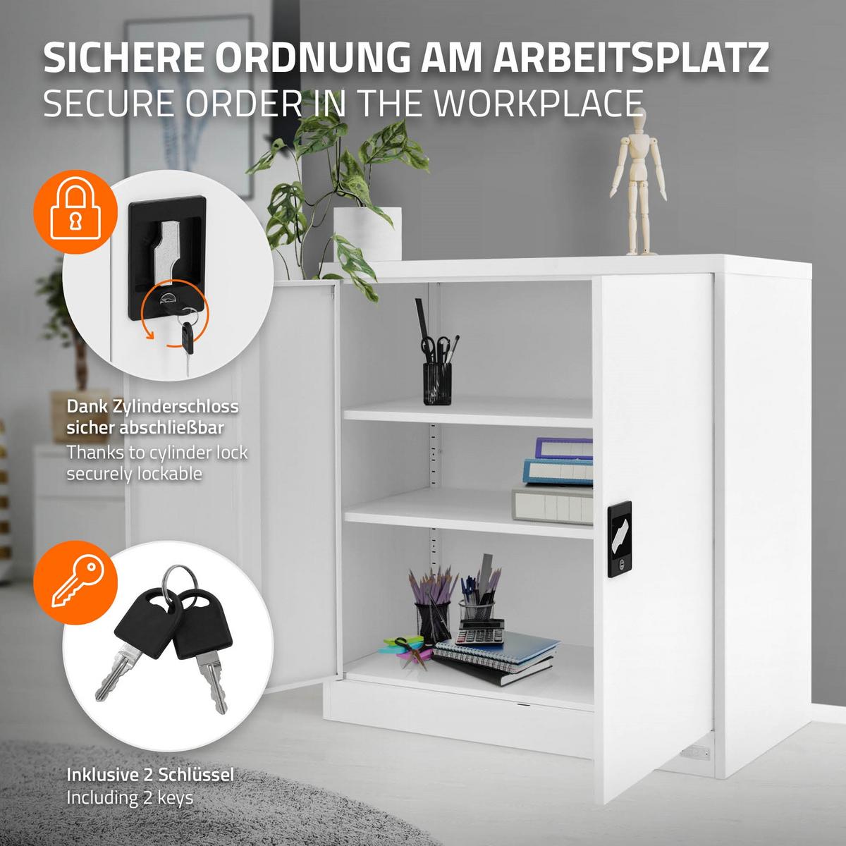 AKTENSCHRANK 90x40x90 cm Weiß aus Stahl - Weiß, Metall (40/90/90cm) - ML-DESIGN