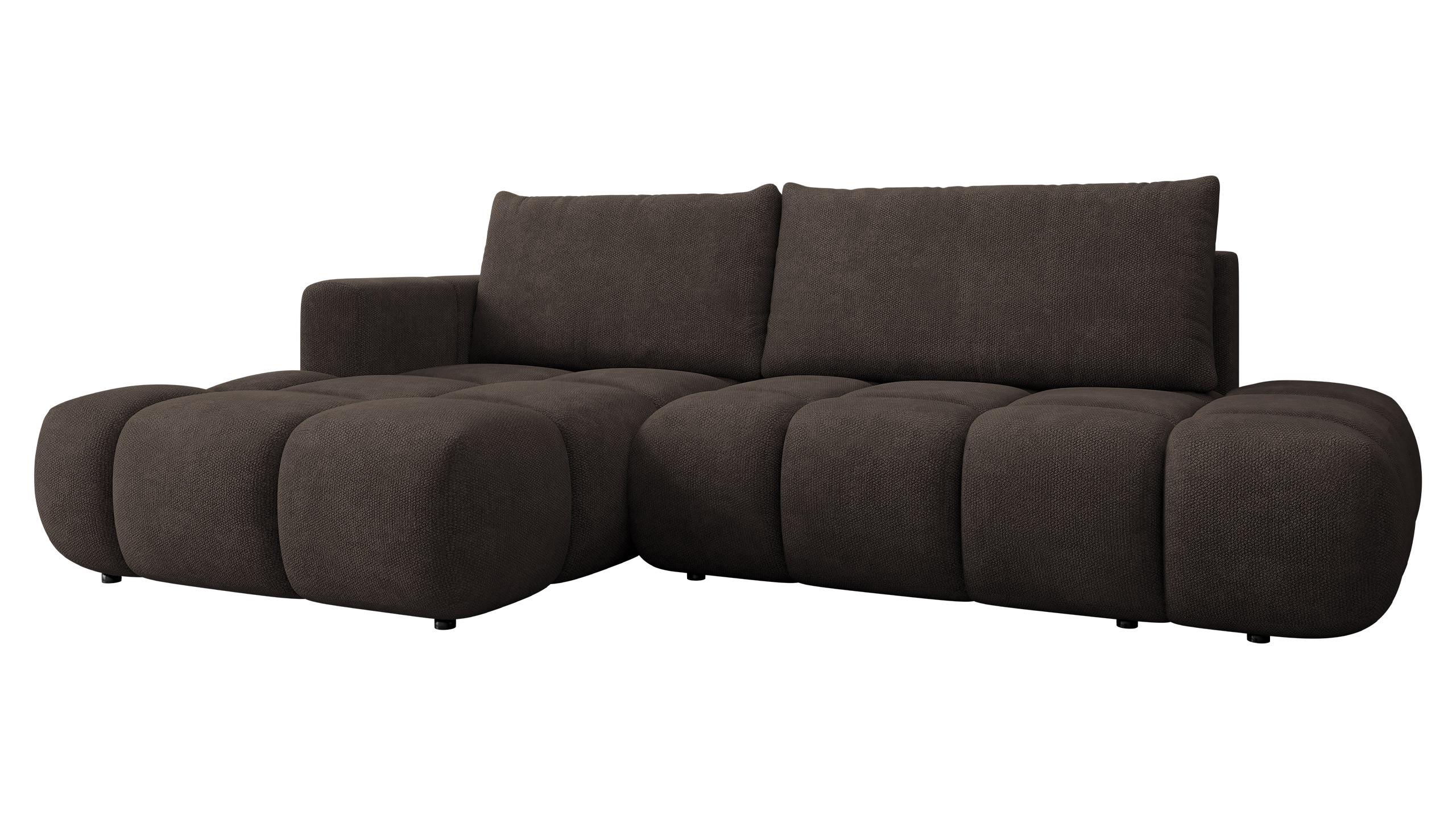 ECKSOFA Soffi, Seite: Links - Schwarz/Braun, Holz/Kunststoff (283/166cm) - MIRJAN24