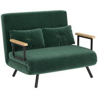 SCHLAFSOFA Schlafcouch mit Samtoptik Rückenkissen - Schwarz/Naturfarben, Holz/Textil (73/81/102cm) - HOMCOM