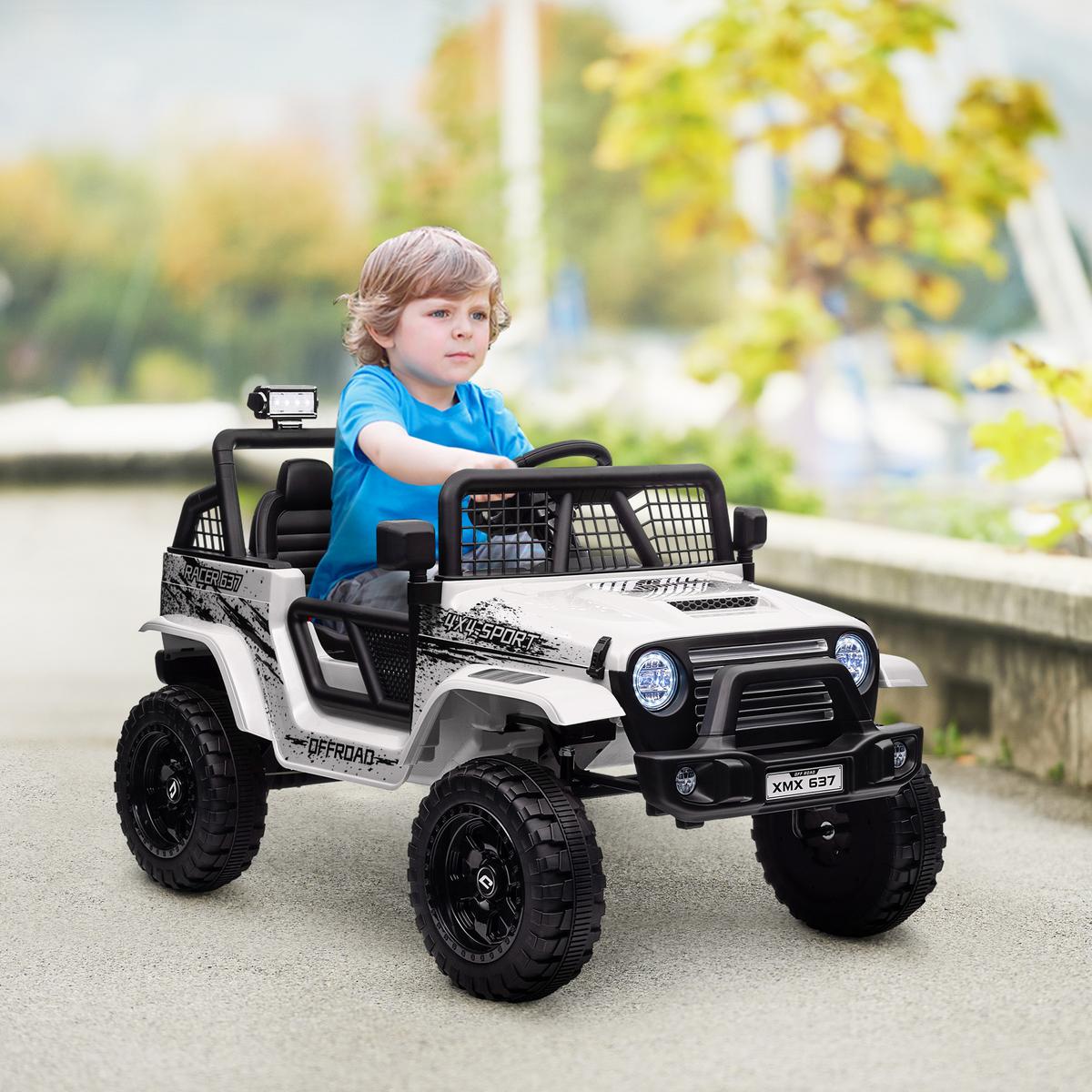 KINDER-ELEKTROAUTO Kunststoff Metall Weiß - Weiß, Metall (109/67/68.5cm) - AIYAPLAY