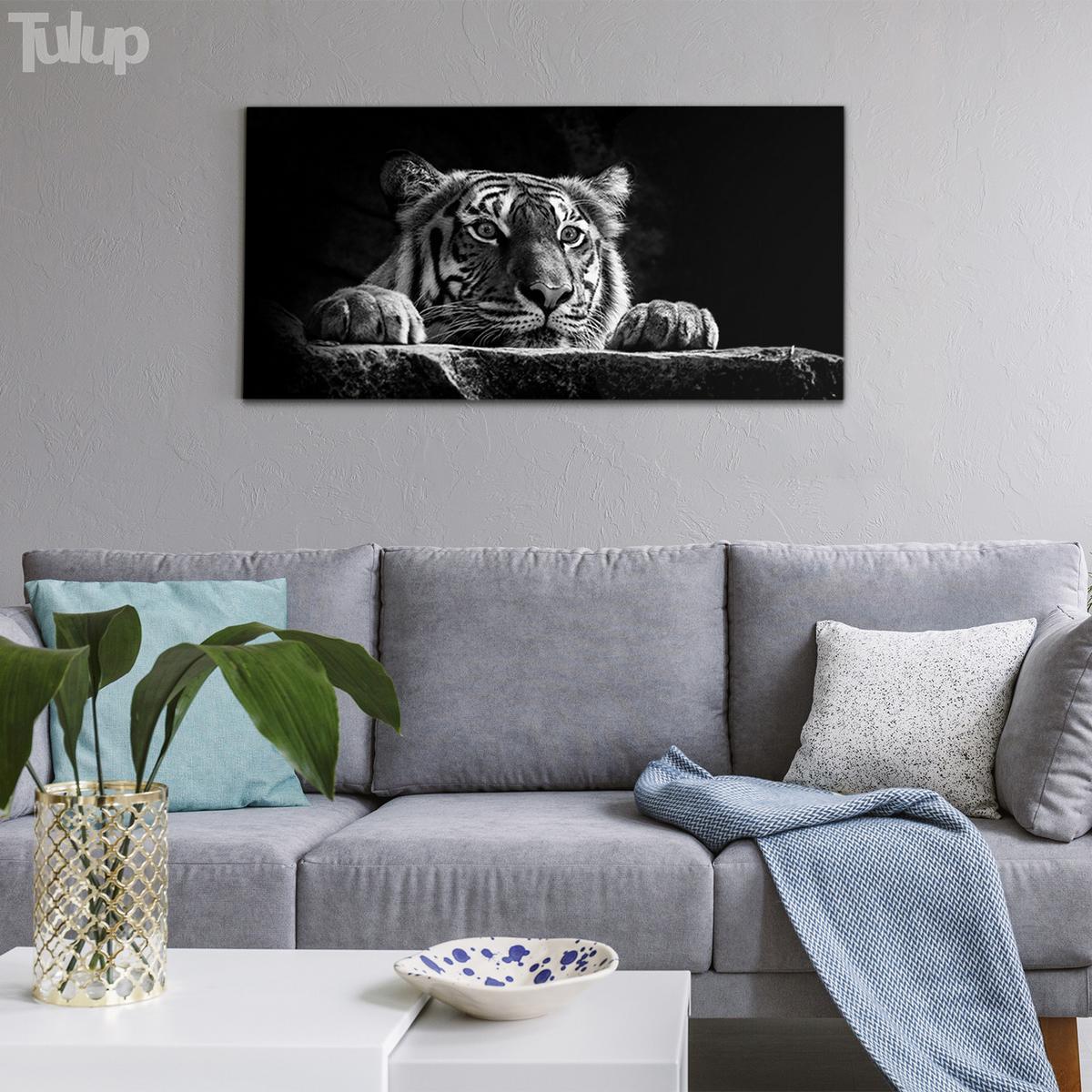 GLASBILD 140x70 cm Wildes Tier - Schwarz, Glas (140/70cm) - TULUP