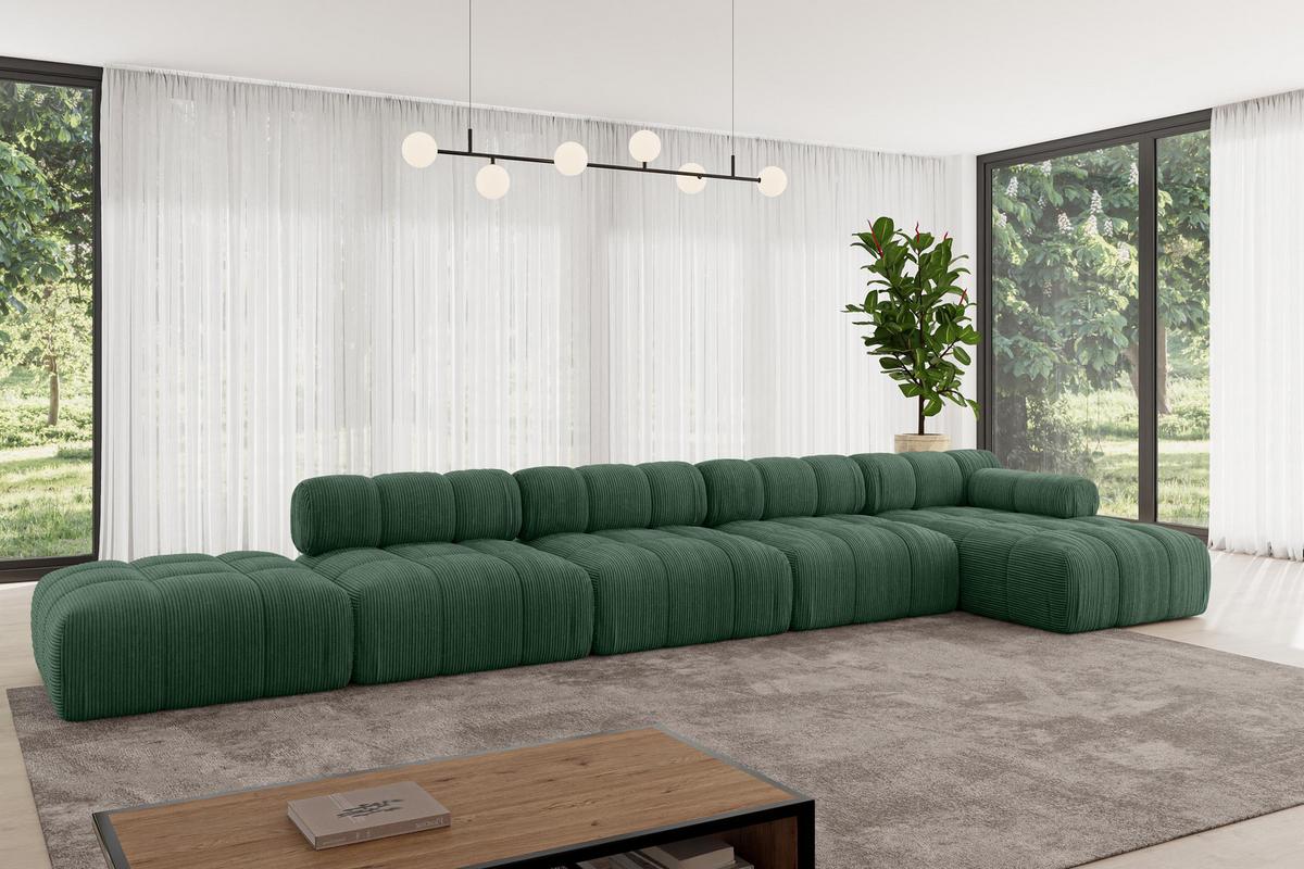 ECKSOFA modulares Sofa Lizur-L3 - 475x160x70 cm Grün Cord - Grün, Holzwerkstoff/Textil (475/160cm) - ALTDECOR