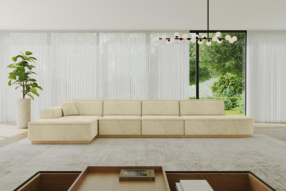 ECKSOFA Ottomane Links IREA-L3-v2 - 412x165x80 cm Beige - Taupe, Holzwerkstoff/Textil (412/165cm) - ALTDECOR