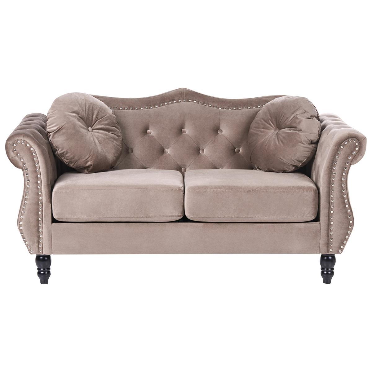 SOFA-SET 5-Sitzer Samtstoff Taupe Skien - Taupe, Textil (204/86/79cm) - Beliani