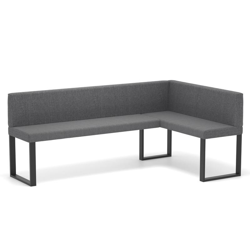 ECKBANK rechts SANA U Webstoff glatt, 168/128 cm Dunkelgrau - Dunkelgrau, Textil/Metall (128/168cm) - Idohome