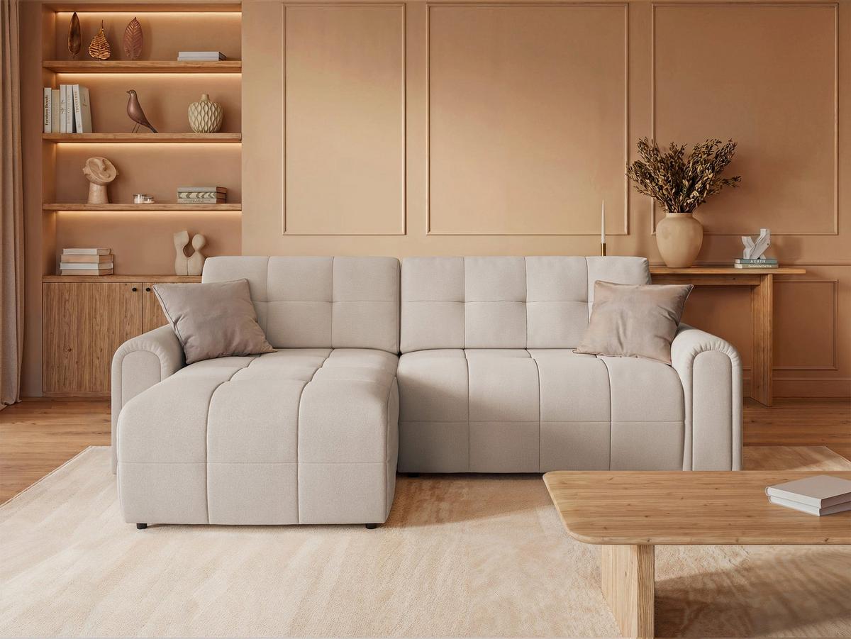 ECKSOFA Simolla Creme links - Creme/Schwarz, Kunststoff/Textil (268/180cm) - Selsey