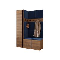 GARDEROBEN-SET Orion IX - Blau/Nussbaumfarben, Holzwerkstoff/Kunststoff (124/186/46cm) - MIRJAN24