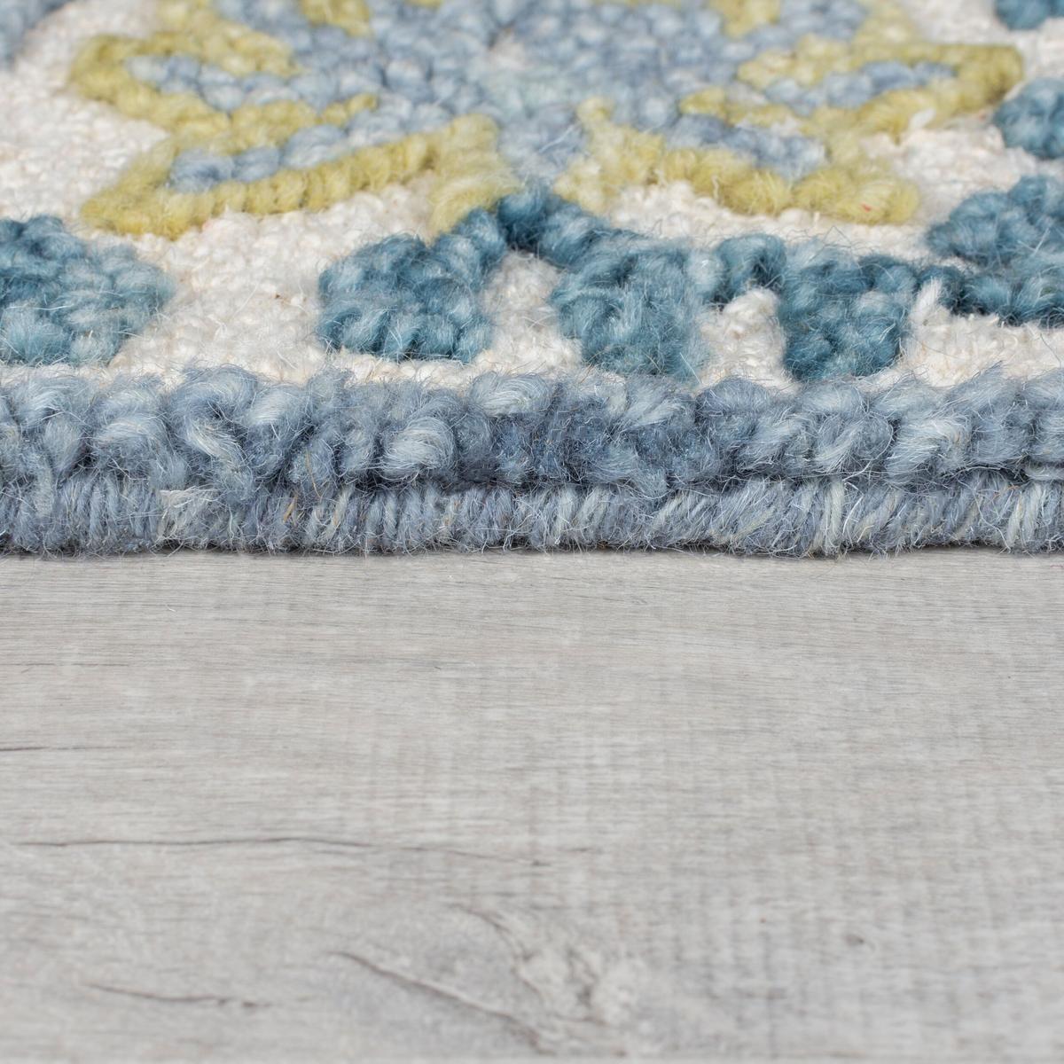 WOLLTEPPICH BROK, mit Bordüre, Blau, 200 x 290 cm - Blau, Textil (290/200cm) - KADIMA DESIGN