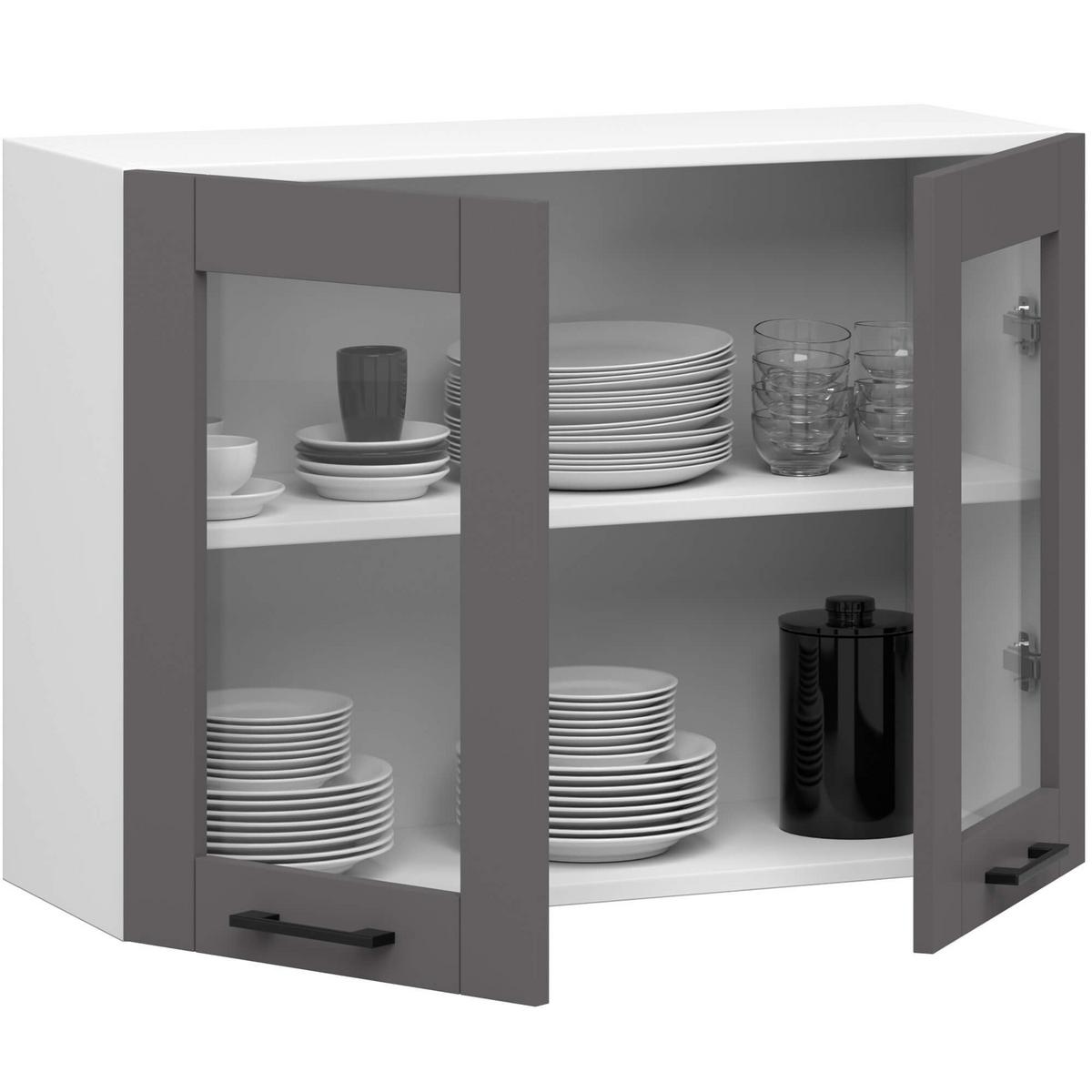 HÄNGESCHRANK Weiß, Graphit Grau 58/80/30,5 - Weiß/Grau, Holzwerkstoff (80/58/30cm) - RAUMHIRSCH FURNITURE