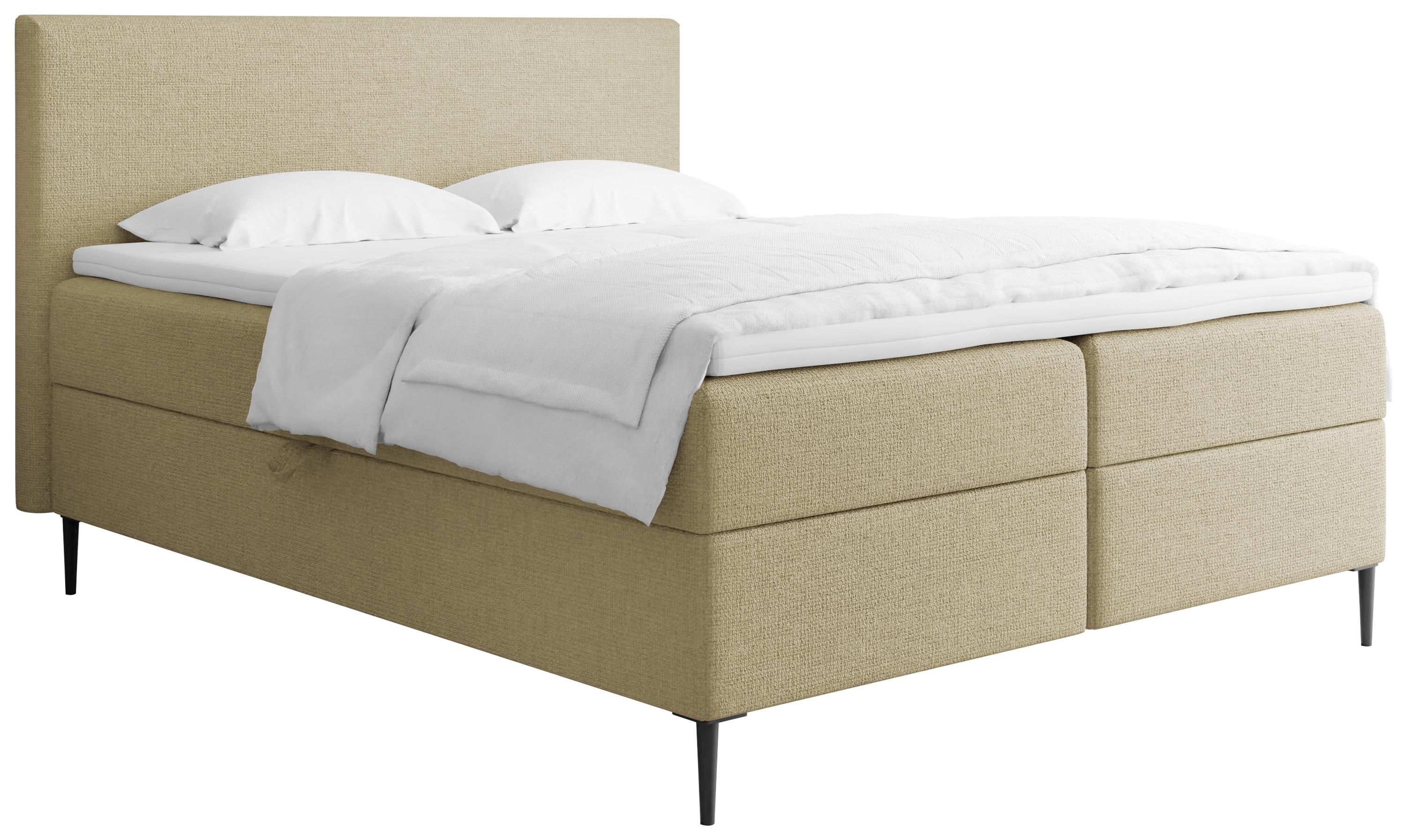 BOXBETT Alba Rise mit Bettkasten, Hell-Olivgrün Chenille 140x200 cm – inkl. H4 Taschenfederkern Matratze & Foam Topper - Schwarz/Olivgrün, Holz/Textil (140/200cm) - WFL GROUP