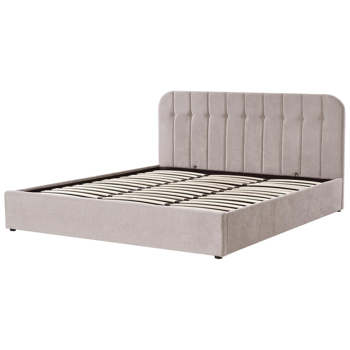BETT mit Stauraum 180/200 cm Chenillegewebe Taupe Challans - Taupe, Textil (180/200cm) - Beliani