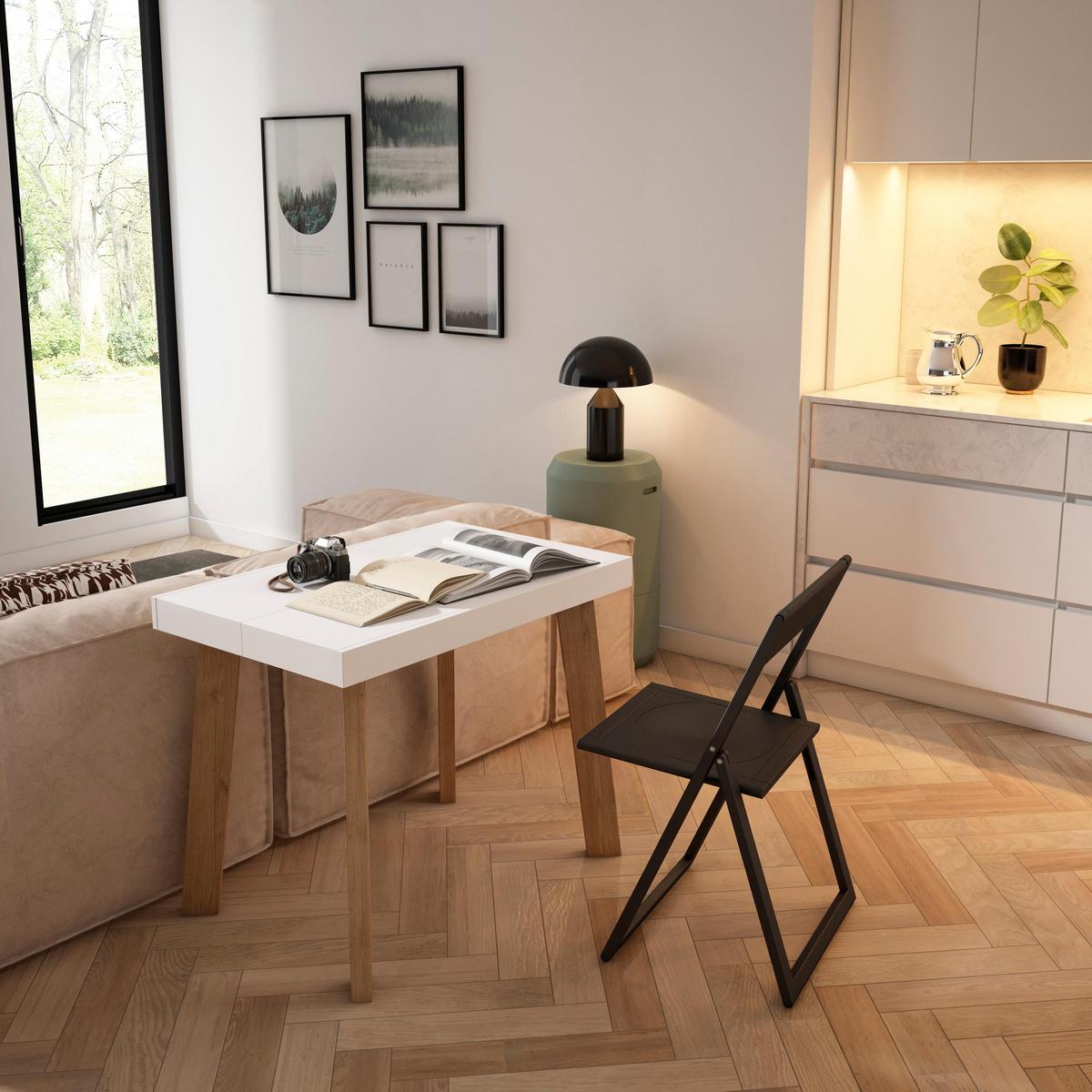 KONSOLENTISCH ausziehbar 58 bis 262cm, für 12 Gäste, eiche weiß, 90/58/73cm - Eichefarben/Weiß, Holzwerkstoff (90/262/73cm) - Skraut Home