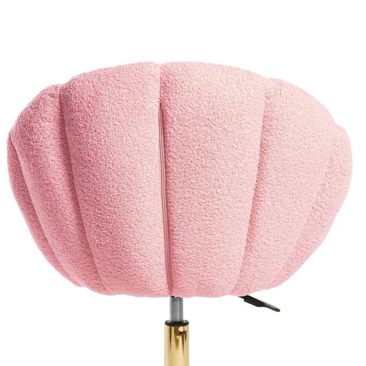 SCHREIBTISCHSTUHL Bouclé Rosa Annabelle - Pink, Textil (66/81/39cm) - Beliani