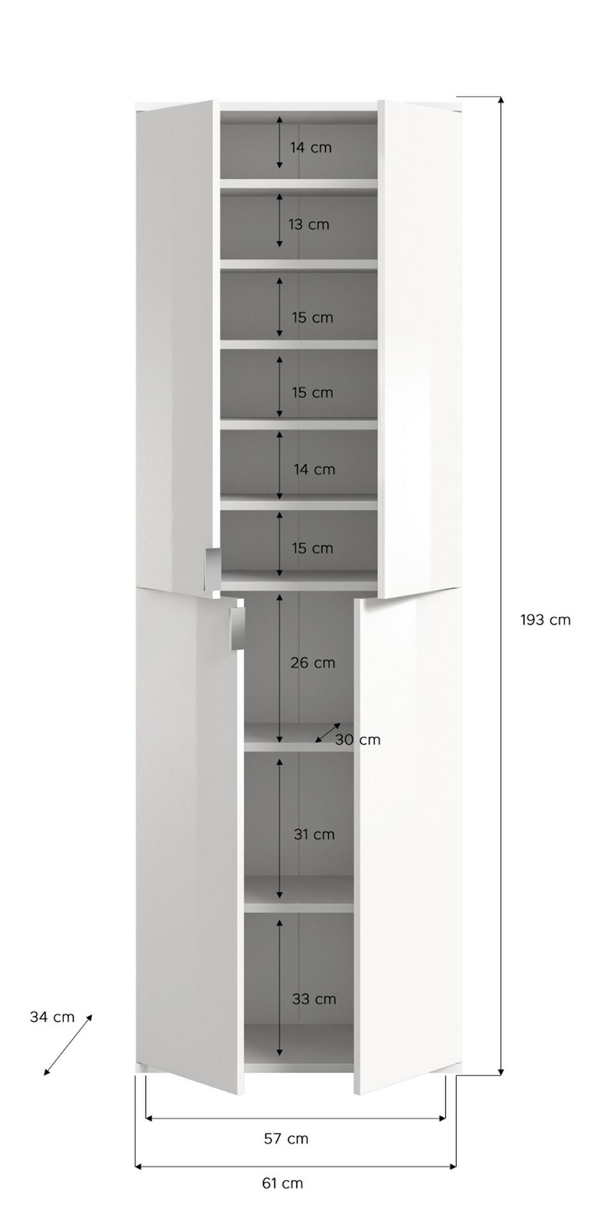GARDEROBENSCHRANK Eiche Artisan 183 cm, Flurschrank mit 12 Türen - Schwarz/Eiche Artisan, Holzwerkstoff/Kunststoff (183/193/34cm) - Inn.Furn