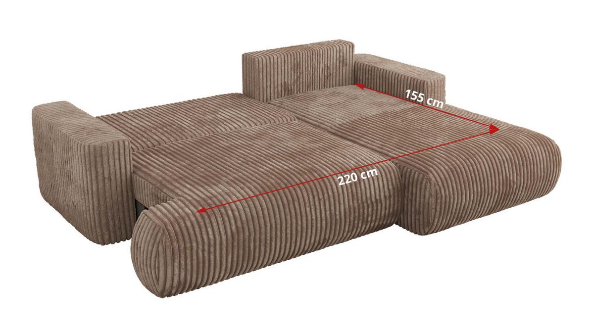 ECKSOFA OVO L Braun Cord - Rechts Seite - Schwarz/Braun, Kunststoff/Textil (195/271cm) - MKS