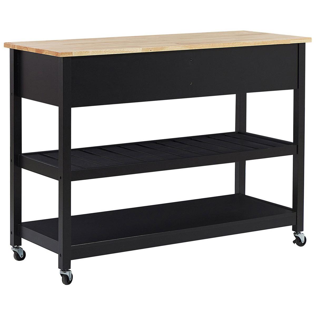 SERVIERWAGEN Holz Schwarz Navarino - Schwarz/Braun, Holz/Holzwerkstoff (120/91/48cm) - Beliani