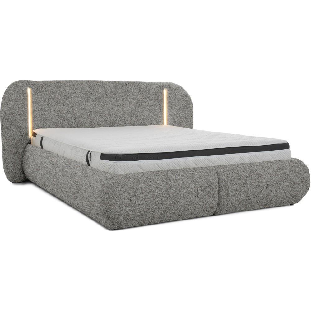 POLSTERBETT Corfu mit LED-Beleuchtung, mit Bettkasten, rundliche Formen, 140x200, Grau - Grau, Textil/Metall (140/200cm) - Beautysofa