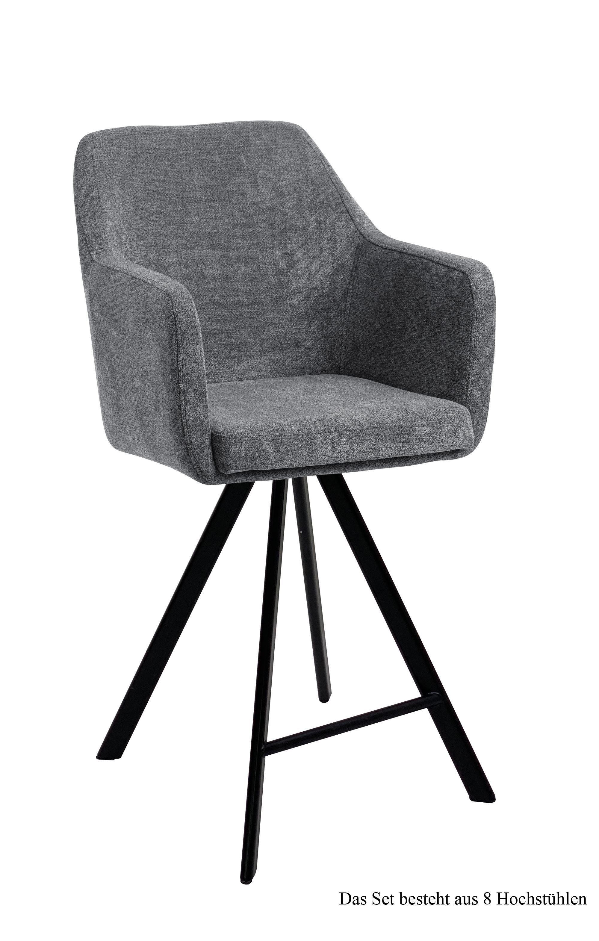 THEKENSTUHL drehbar (8er-Set) Diamond 57x104x60 Schwarz/Grau - Schwarz/Grau, Kunststoff (60/104/57cm) - 58aufmkessel