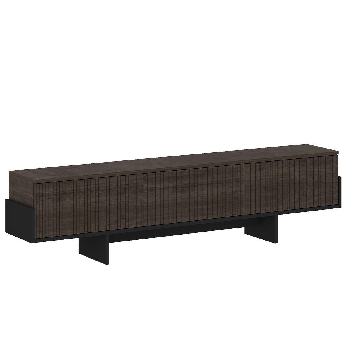 TV-MÖBEL mit 3 abklappbaren Türen gestreift 30/180/44,6 cm - Schwarz, Holzwerkstoff (30/44.6/35cm) - Calicosy