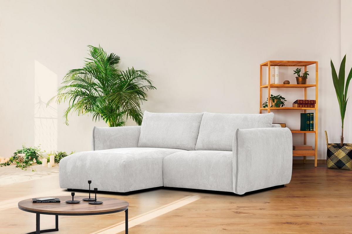 ECKSOFA TAUER 3-Sitzer, weiß - Schwarz/Weiß, Holzwerkstoff/Kunststoff (173/206cm) - Wozimo