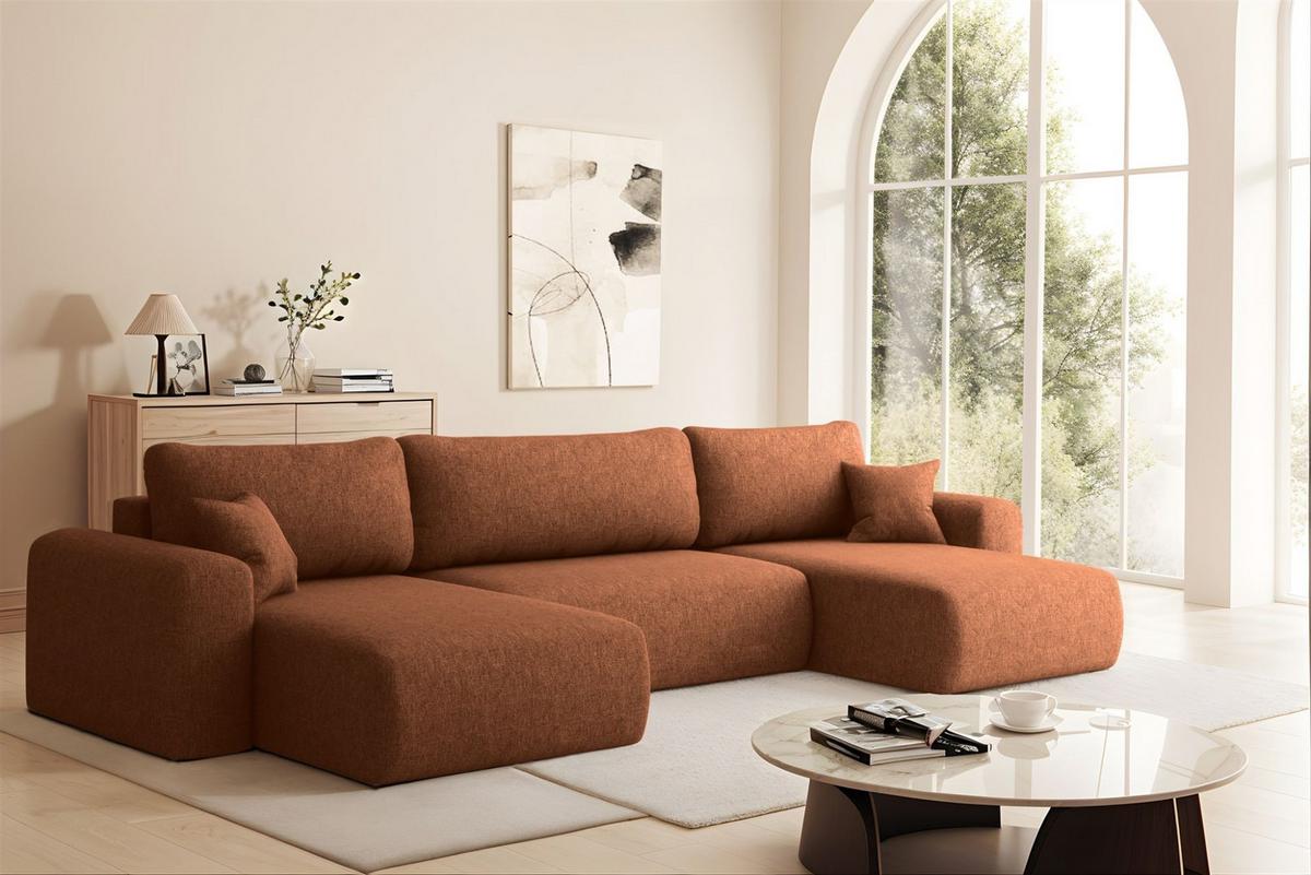 WOHNLANDSCHAFT Flora In Verita - Rot, Holzwerkstoff/Textil (362/83/145cm) - Fun Möbel