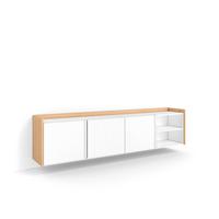 LOWBOARD, Weiß und Eiche, 207/35/50cm, Hängend - Weiß, Holzwerkstoff (207/50/35cm) - Skraut Home
