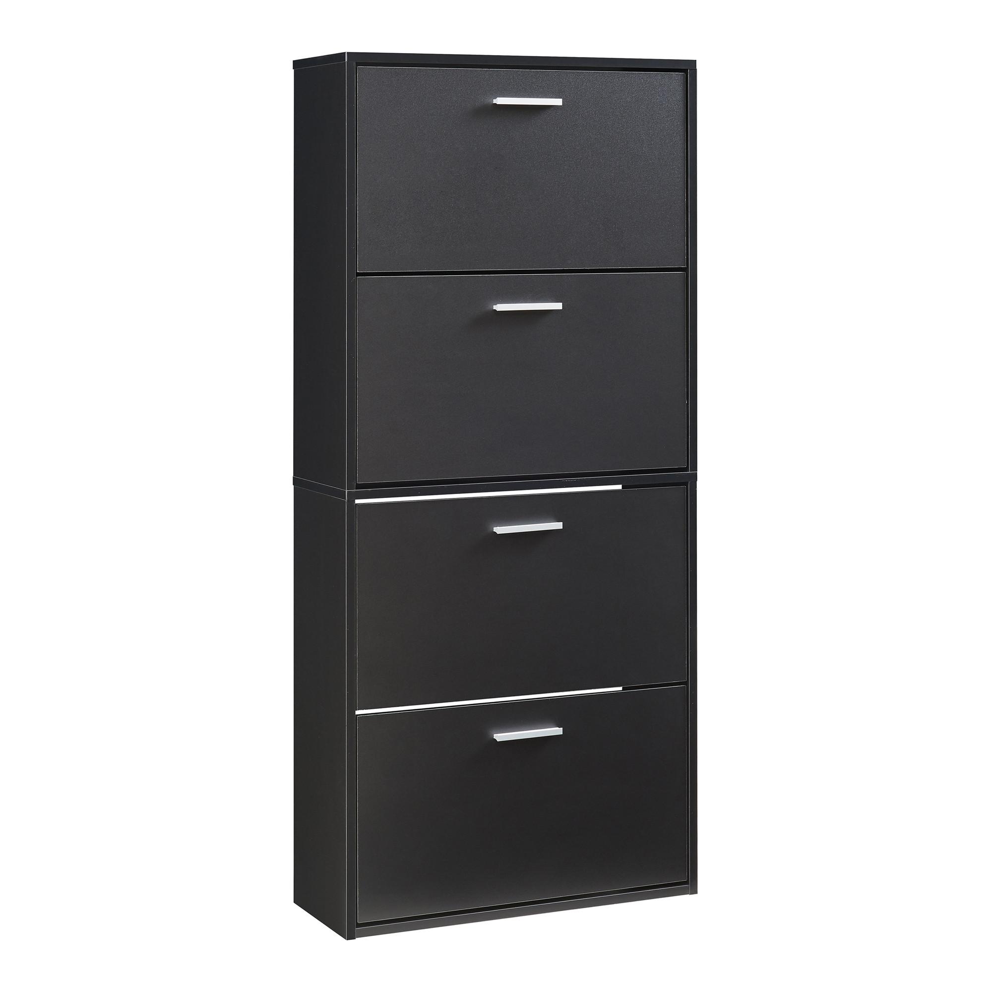 SCHUHSCHRANK Sykkylven - Schwarz, Holzwerkstoff (60/134/24cm) - [en.casa]