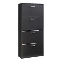 SCHUHSCHRANK Sykkylven - Schwarz, Holzwerkstoff (60/134/24cm) - [en.casa]