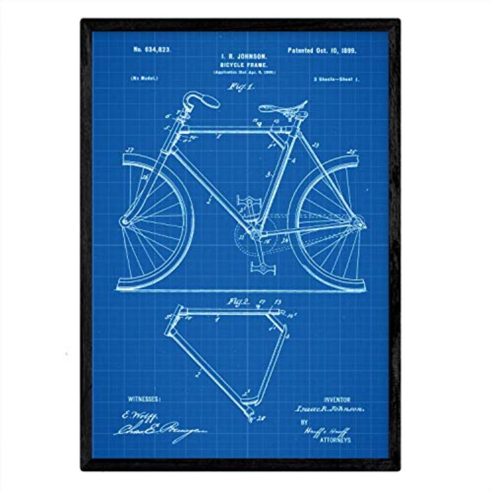 POSTER Marco Patent Fahrrad A3 Rahmenlos - Klar/Blau, Papier (29.7/5/42cm) - Nacnic
