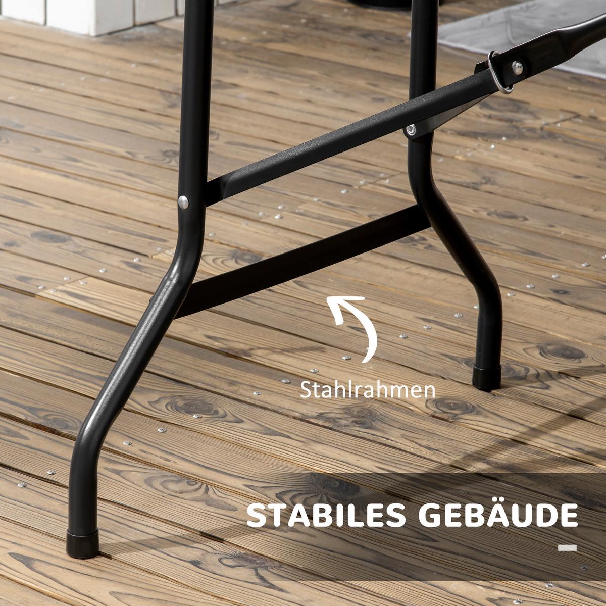 GARTENTISCH, Dunkelgrau, Stahl, HDPE - Dunkelgrau, Metall (180/75.5/73cm) - Outsunny