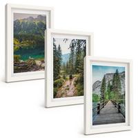 BILDER SET 3er Set - 20x30 cm Weißer Rahmen - Berge, Seen, Wälder, Wege - Weiß, Kunststoff (20/30cm) - TULUP