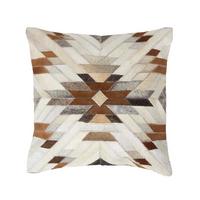 PATCHWORK-KISSEN Fell & Leder 45/45 cm Ethno-Muster - Multicolor, Leder/Textil (45/45cm) - Homescapes