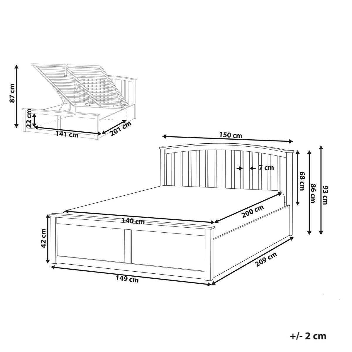 BETT mit Stauraum 140/200 cm Kiefernholz Weiß Clarbec - Weiß, Holz (140/200cm) - Beliani